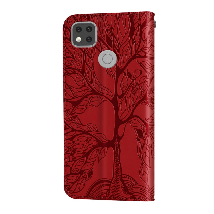 For Xiaomi Redmi 9C Life of Tree Embossing Pattern Horizontal Flip Leather Case with Holder & Card Slot & Wallet & Photo Frame & Lanyard