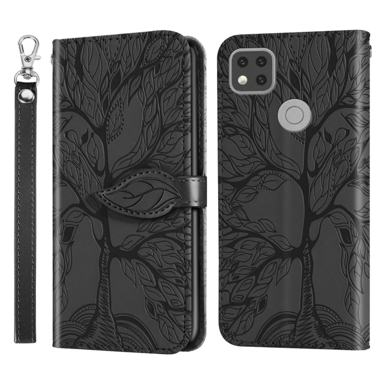 For Xiaomi Redmi 9C Life of Tree Embossing Pattern Horizontal Flip Leather Case with Holder & Card Slot & Wallet & Photo Frame & Lanyard