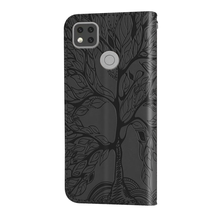 For Xiaomi Redmi 9C Life of Tree Embossing Pattern Horizontal Flip Leather Case with Holder & Card Slot & Wallet & Photo Frame & Lanyard