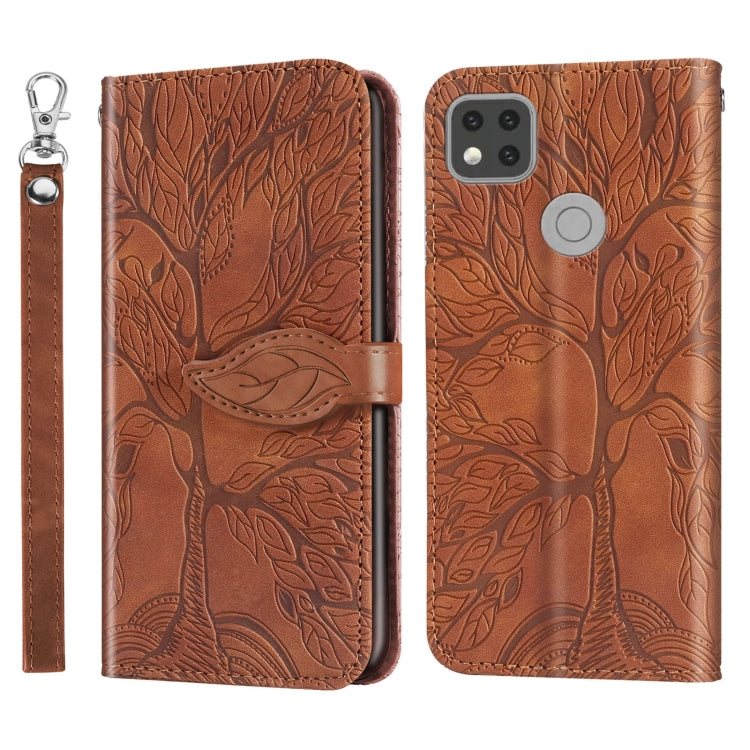 For Xiaomi Redmi 9C Life of Tree Embossing Pattern Horizontal Flip Leather Case with Holder & Card Slot & Wallet & Photo Frame & Lanyard