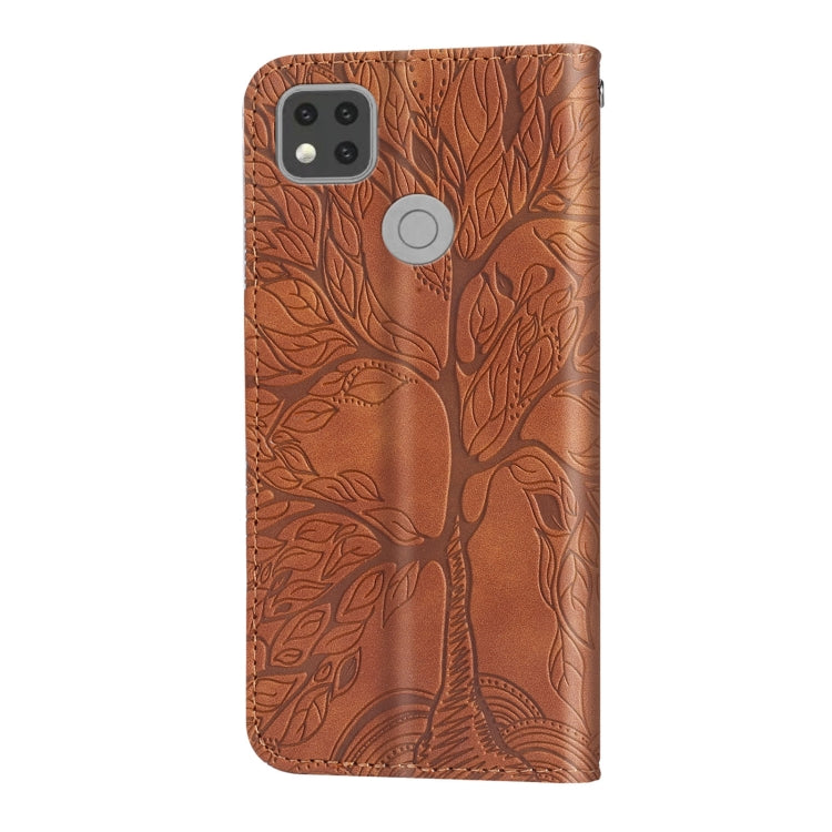 For Xiaomi Redmi 9C Life of Tree Embossing Pattern Horizontal Flip Leather Case with Holder & Card Slot & Wallet & Photo Frame & Lanyard