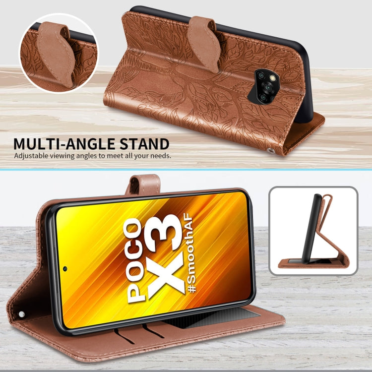 For Xiaomi Poco X3 Life of Tree Embossing Pattern Horizontal Flip Leather Case with Holder & Card Slot & Wallet & Photo Frame & Lanyard