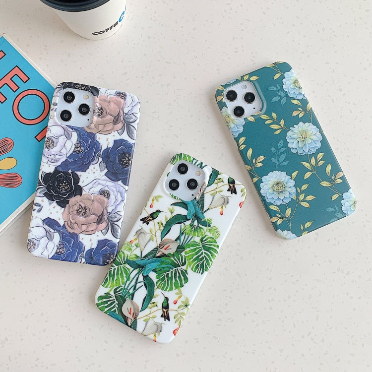 For iPhone 12 mini Retro Flowers Pattern Shockproof TPU Protective Case