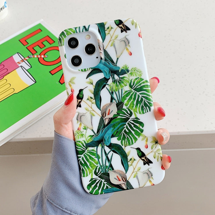 For iPhone 12 / 12 Pro Retro Flowers Pattern Shockproof TPU Protective Case