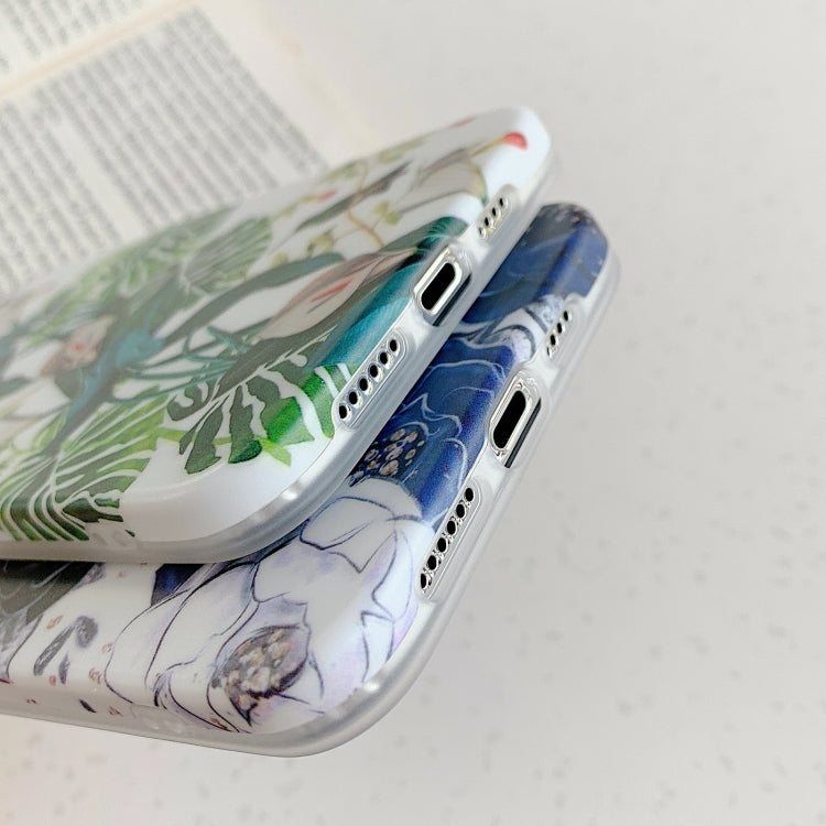 For iPhone 12 / 12 Pro Retro Flowers Pattern Shockproof TPU Protective Case