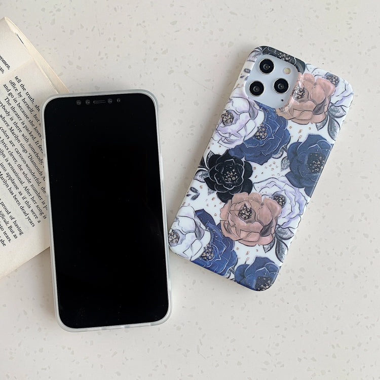 For iPhone 12 / 12 Pro Retro Flowers Pattern Shockproof TPU Protective Case