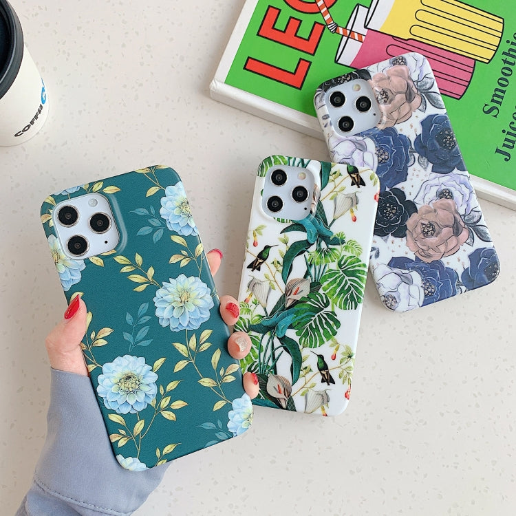 For iPhone 12 Pro Max Retro Flowers Pattern Shockproof TPU Protective Case