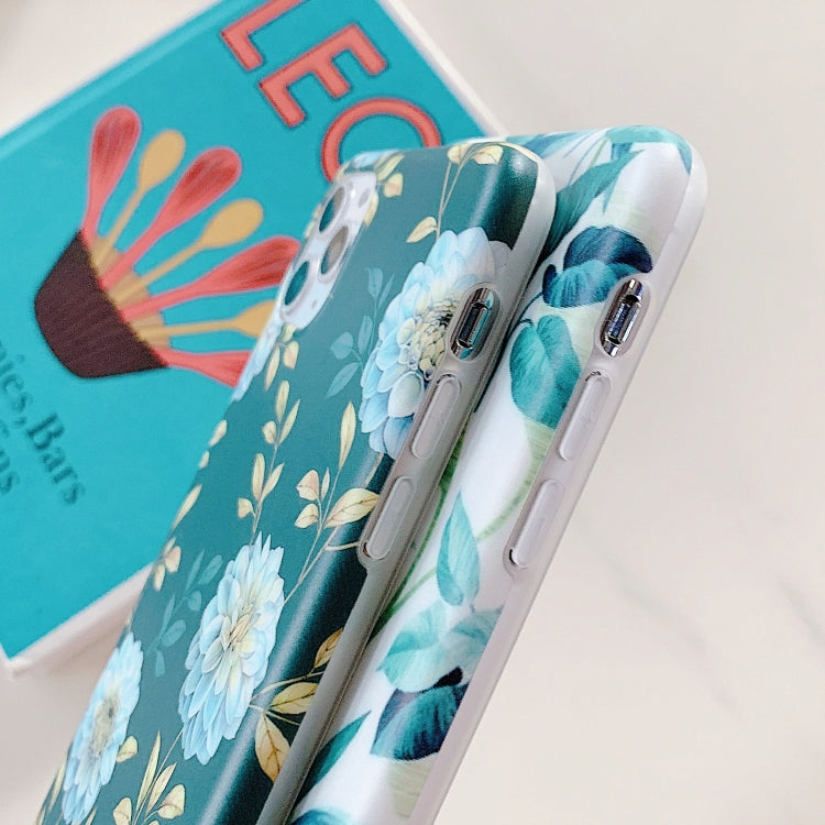 For iPhone 11 Pro Max Leaves and Flowers Pattern Shockproof TPU Protective Case