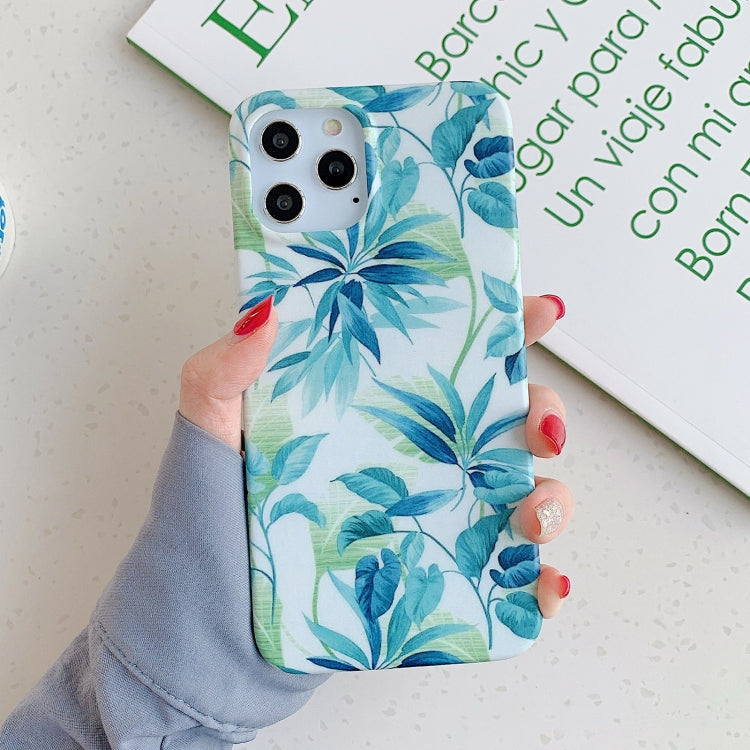 For iPhone 12 / 12 Pro Leaves and Flowers Pattern Shockproof TPU Protective Case