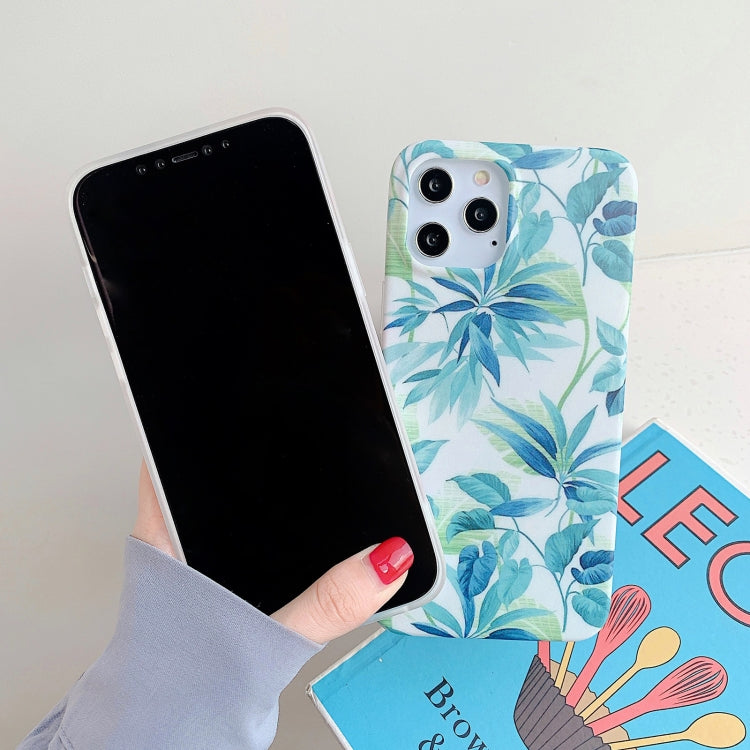 For iPhone 12 / 12 Pro Leaves and Flowers Pattern Shockproof TPU Protective Case