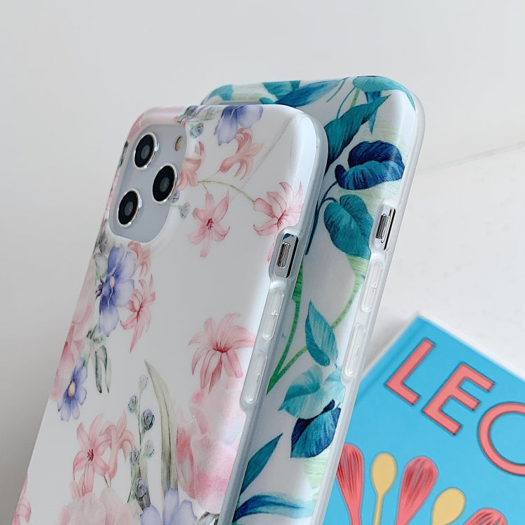 For iPhone 12 Pro Max Leaves and Flowers Pattern Shockproof TPU Protective Case