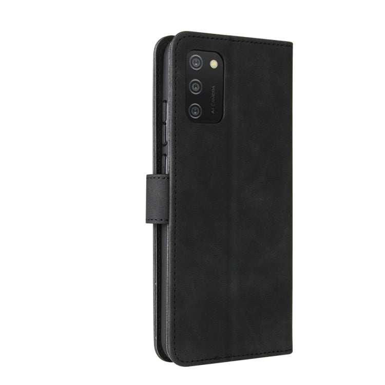 For Samsung Galaxy A02s Solid Color Skin Feel Magnetic Buckle Horizontal Flip Calf Texture PU Leather Case with Holder & Card Slots & Wallet