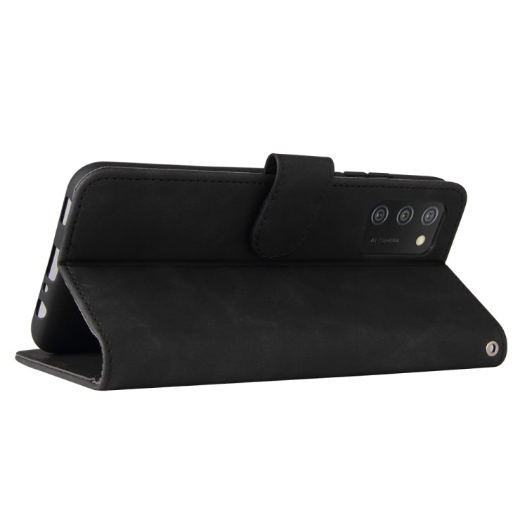 For Samsung Galaxy A02s Solid Color Skin Feel Magnetic Buckle Horizontal Flip Calf Texture PU Leather Case with Holder & Card Slots & Wallet