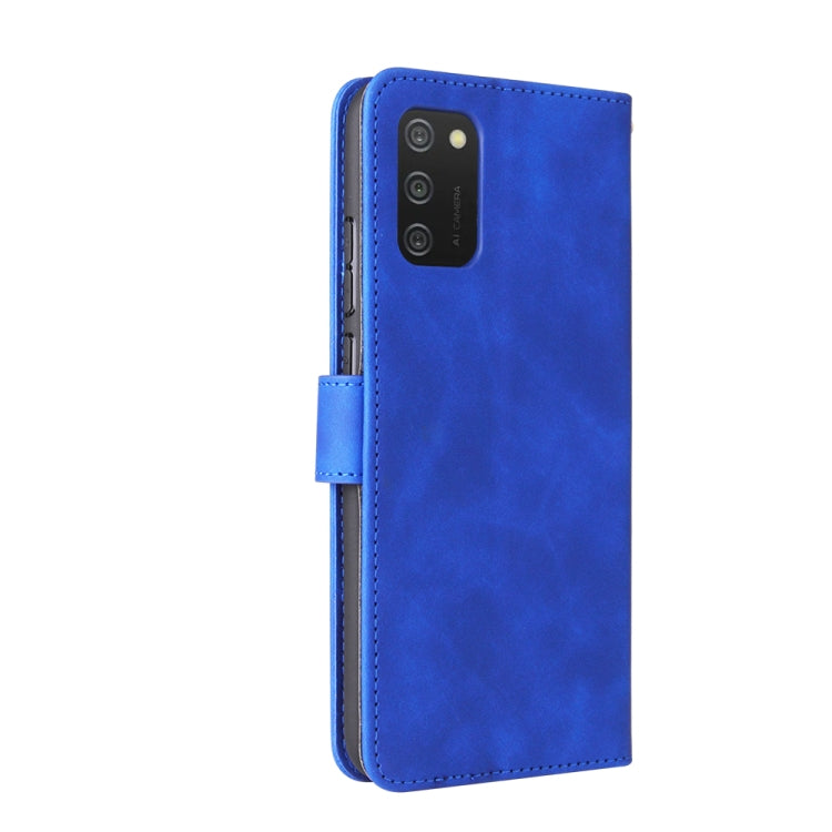 For Samsung Galaxy A02s Solid Color Skin Feel Magnetic Buckle Horizontal Flip Calf Texture PU Leather Case with Holder & Card Slots & Wallet