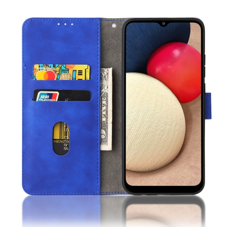 For Samsung Galaxy A02s Solid Color Skin Feel Magnetic Buckle Horizontal Flip Calf Texture PU Leather Case with Holder & Card Slots & Wallet