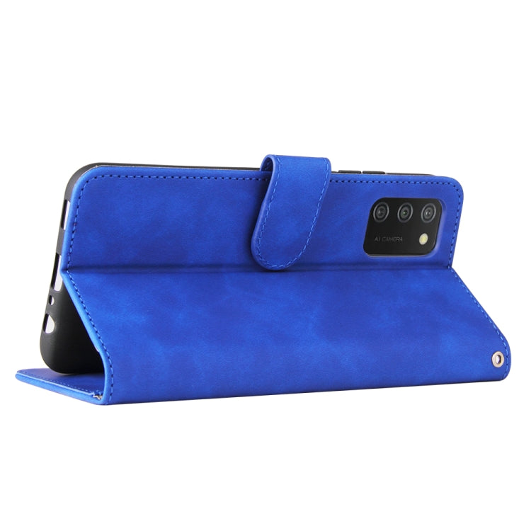 For Samsung Galaxy A02s Solid Color Skin Feel Magnetic Buckle Horizontal Flip Calf Texture PU Leather Case with Holder & Card Slots & Wallet