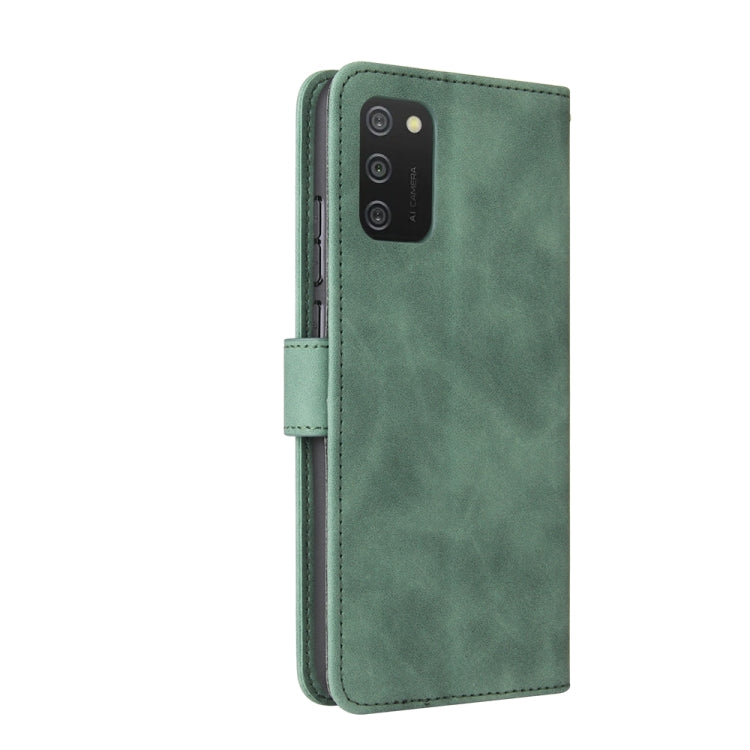 For Samsung Galaxy A02s Solid Color Skin Feel Magnetic Buckle Horizontal Flip Calf Texture PU Leather Case with Holder & Card Slots & Wallet