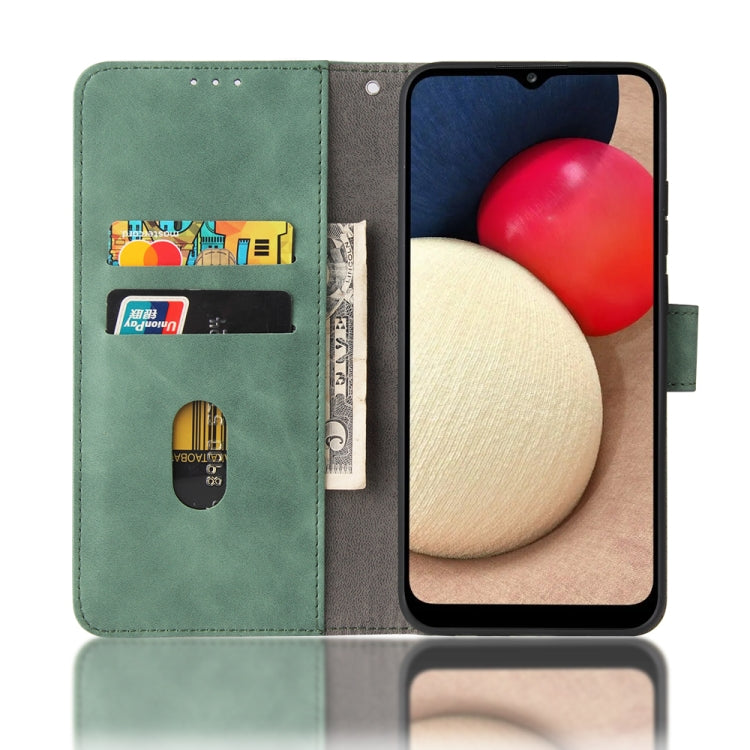 For Samsung Galaxy A02s Solid Color Skin Feel Magnetic Buckle Horizontal Flip Calf Texture PU Leather Case with Holder & Card Slots & Wallet