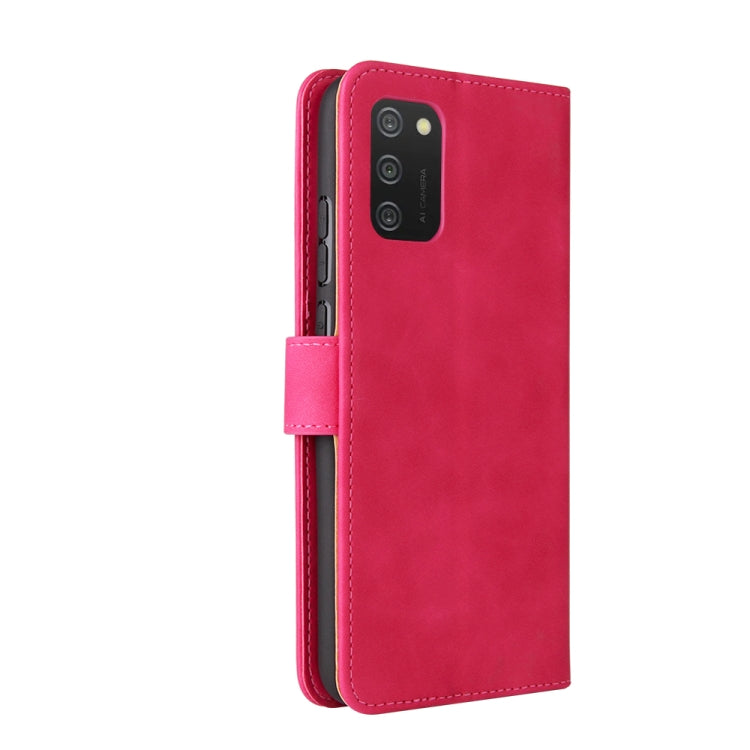 For Samsung Galaxy A02s Solid Color Skin Feel Magnetic Buckle Horizontal Flip Calf Texture PU Leather Case with Holder & Card Slots & Wallet