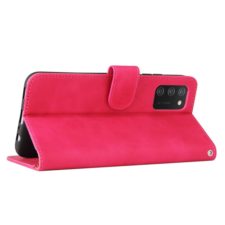 For Samsung Galaxy A02s Solid Color Skin Feel Magnetic Buckle Horizontal Flip Calf Texture PU Leather Case with Holder & Card Slots & Wallet