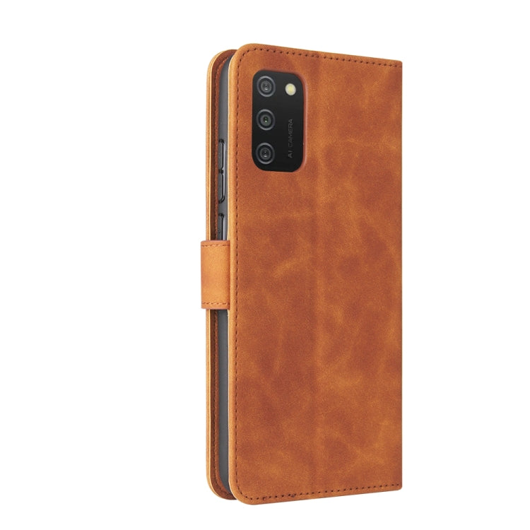 For Samsung Galaxy A02s Solid Color Skin Feel Magnetic Buckle Horizontal Flip Calf Texture PU Leather Case with Holder & Card Slots & Wallet