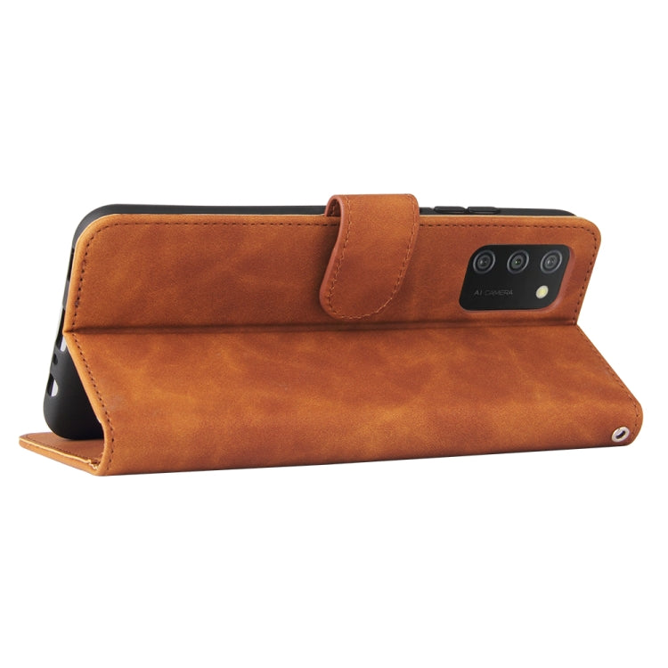 For Samsung Galaxy A02s Solid Color Skin Feel Magnetic Buckle Horizontal Flip Calf Texture PU Leather Case with Holder & Card Slots & Wallet