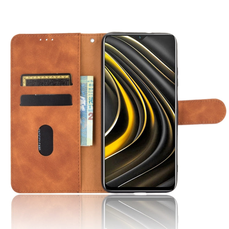 For Xiaomi Poco M3 Solid Color Skin Feel Magnetic Buckle Horizontal Flip Calf Texture PU Leather Case with Holder & Card Slots & Wallet