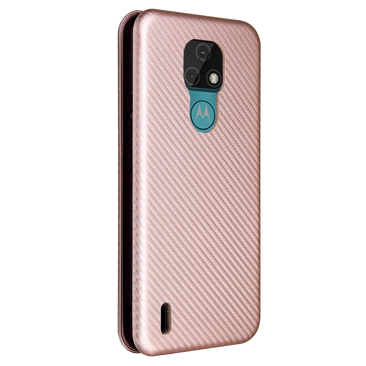 For Motorola Moto E7 Carbon Fiber Texture Horizontal Flip TPU + PC + PU Leather Case with Card Slot