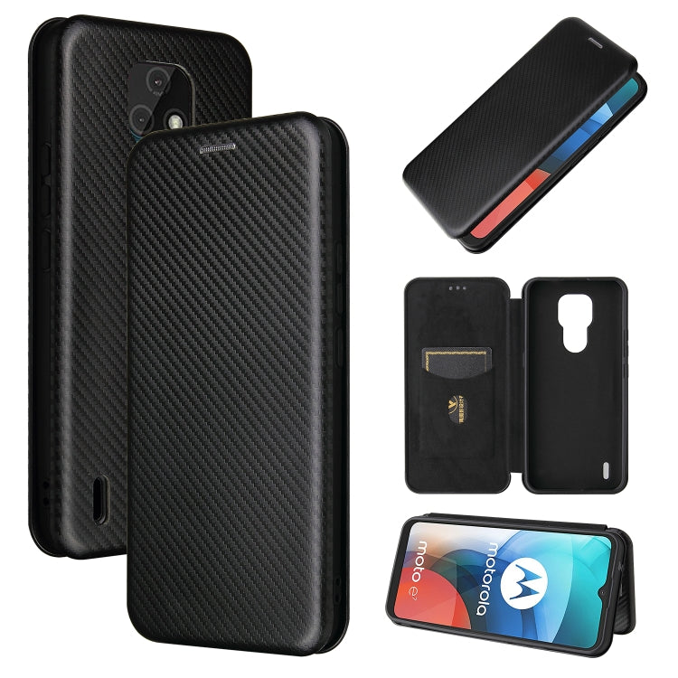 For Motorola Moto E7 Carbon Fiber Texture Horizontal Flip TPU + PC + PU Leather Case with Card Slot