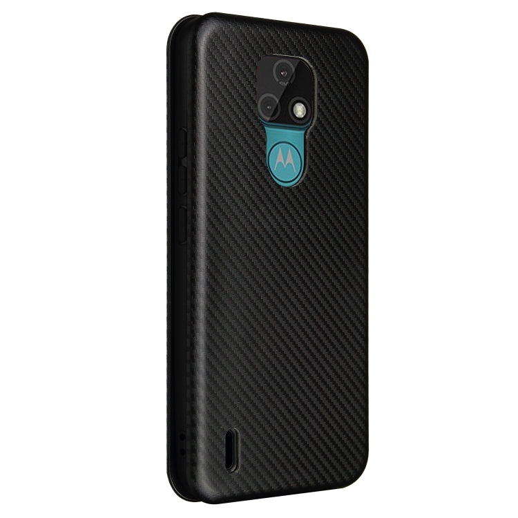 For Motorola Moto E7 Carbon Fiber Texture Horizontal Flip TPU + PC + PU Leather Case with Card Slot