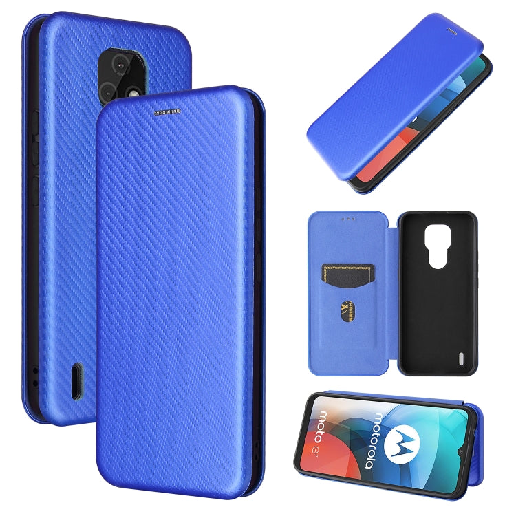 For Motorola Moto E7 Carbon Fiber Texture Horizontal Flip TPU + PC + PU Leather Case with Card Slot