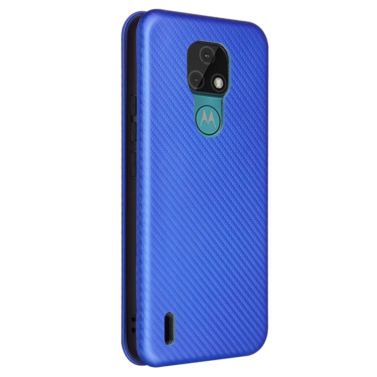 For Motorola Moto E7 Carbon Fiber Texture Horizontal Flip TPU + PC + PU Leather Case with Card Slot