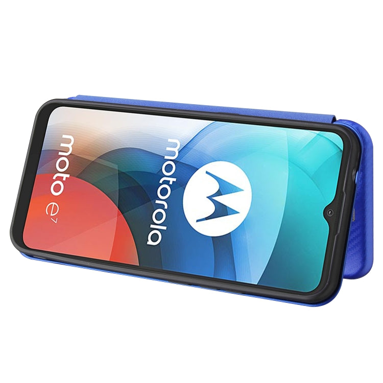 For Motorola Moto E7 Carbon Fiber Texture Horizontal Flip TPU + PC + PU Leather Case with Card Slot