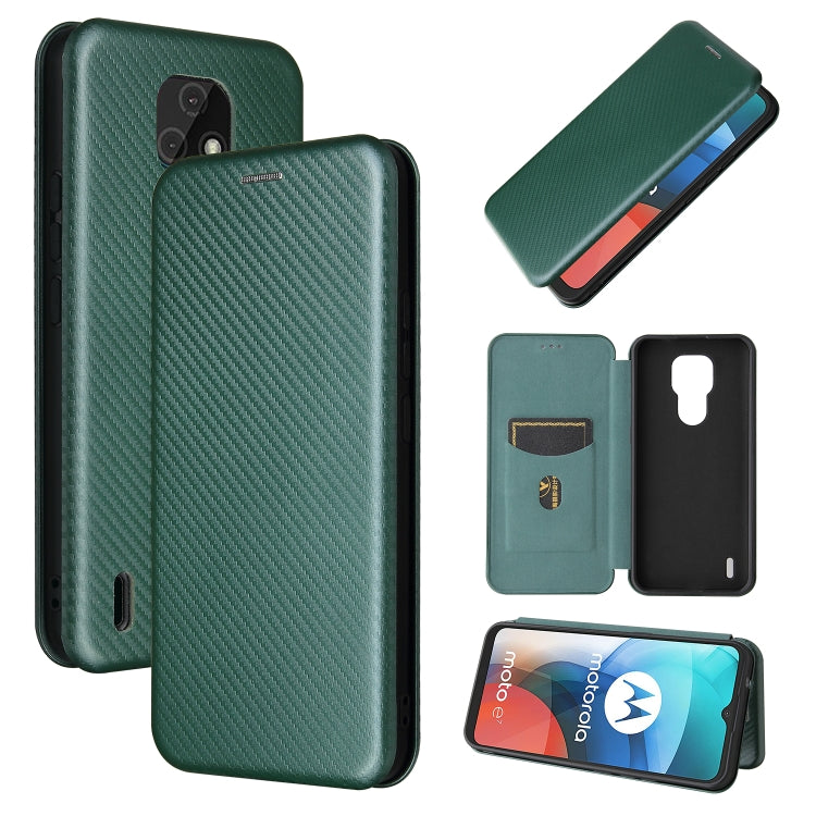 For Motorola Moto E7 Carbon Fiber Texture Horizontal Flip TPU + PC + PU Leather Case with Card Slot