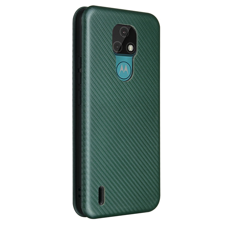 For Motorola Moto E7 Carbon Fiber Texture Horizontal Flip TPU + PC + PU Leather Case with Card Slot