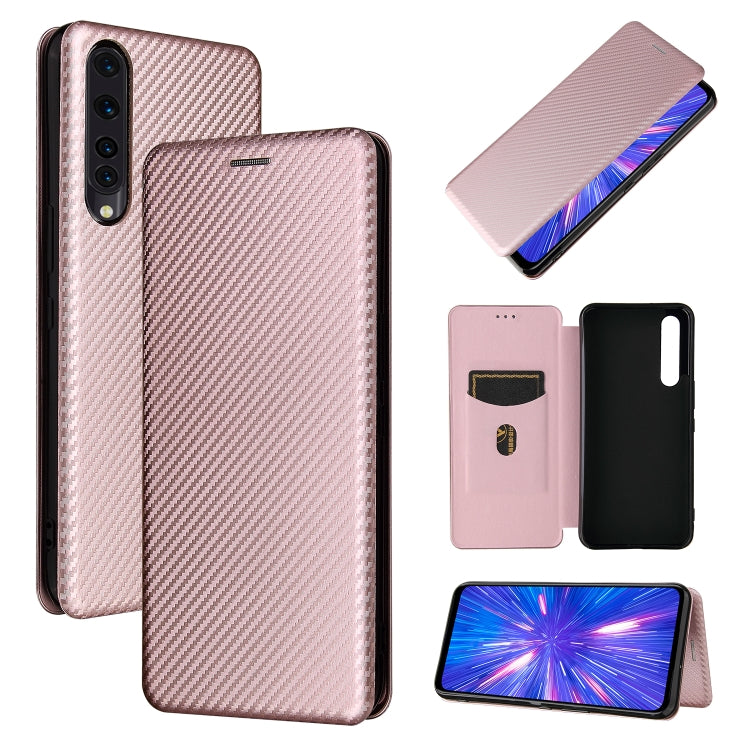 For Rakuten Big Carbon Fiber Texture Horizontal Flip TPU + PC + PU Leather Case with Card Slot