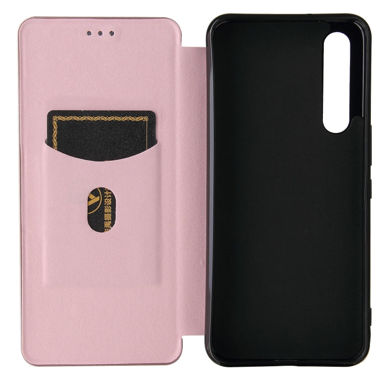 For Rakuten Big Carbon Fiber Texture Horizontal Flip TPU + PC + PU Leather Case with Card Slot