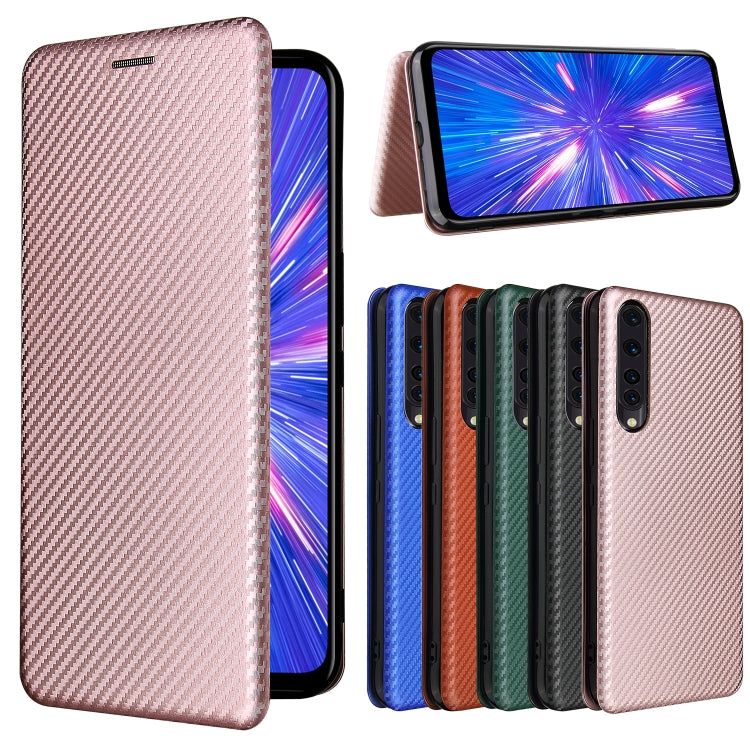 For Rakuten Big Carbon Fiber Texture Horizontal Flip TPU + PC + PU Leather Case with Card Slot