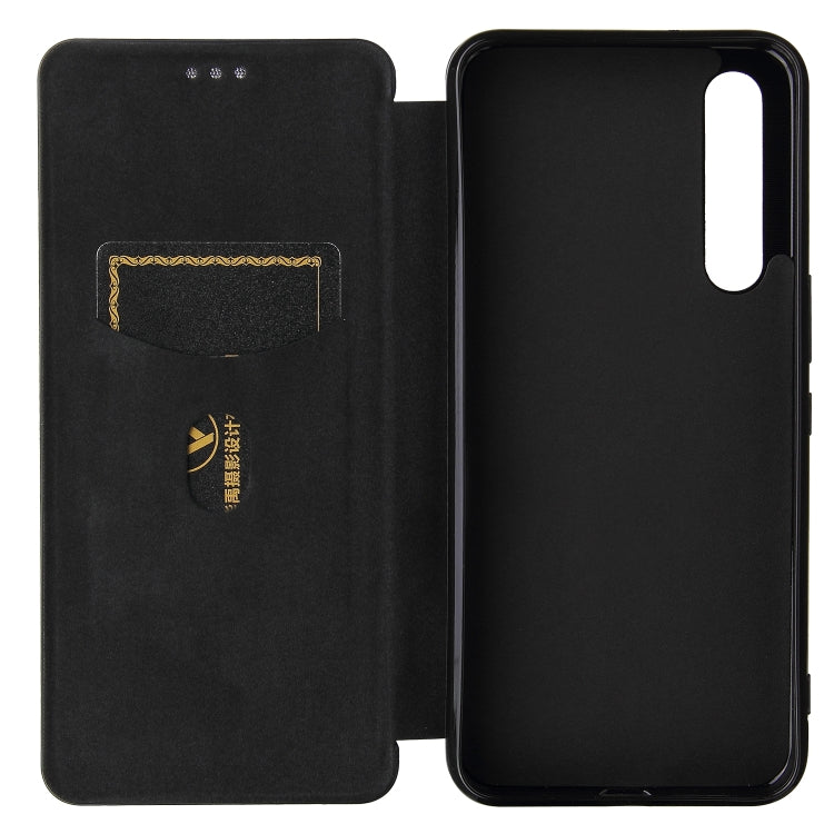 For Rakuten Big Carbon Fiber Texture Horizontal Flip TPU + PC + PU Leather Case with Card Slot