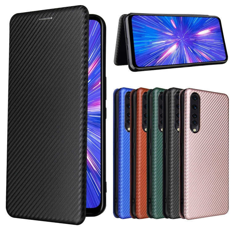 For Rakuten Big Carbon Fiber Texture Horizontal Flip TPU + PC + PU Leather Case with Card Slot