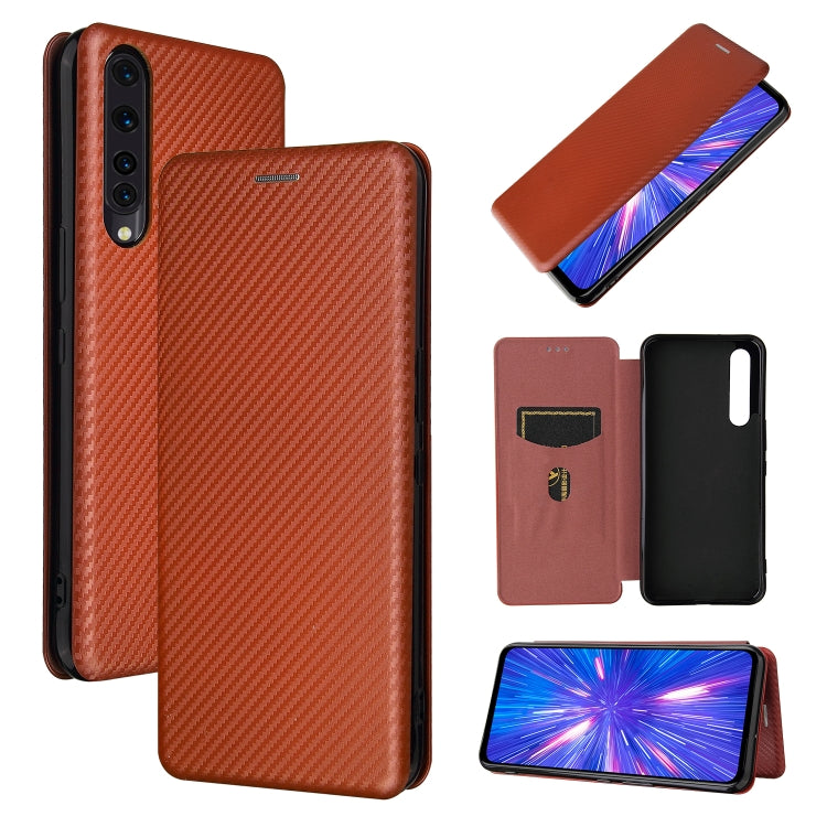 For Rakuten Big Carbon Fiber Texture Horizontal Flip TPU + PC + PU Leather Case with Card Slot