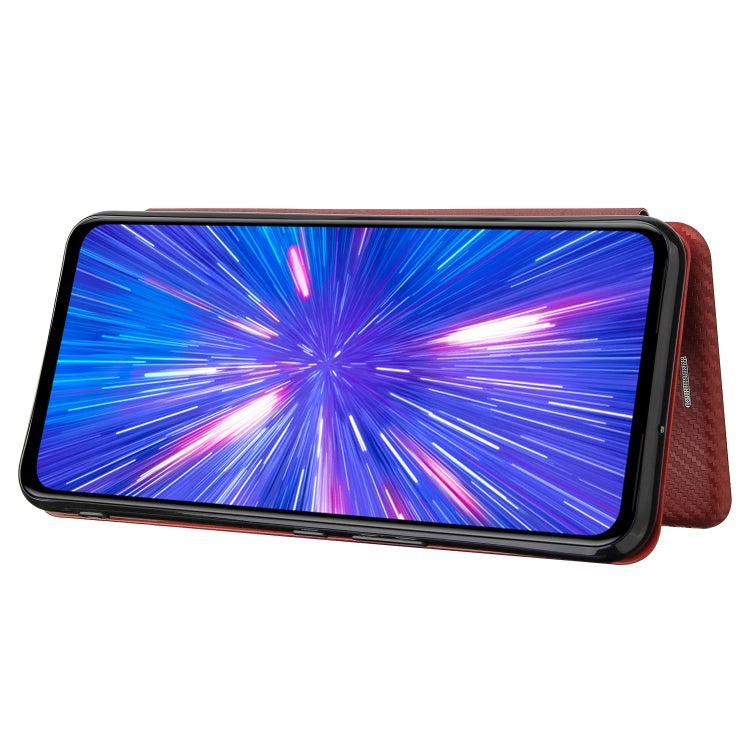 For Rakuten Big Carbon Fiber Texture Horizontal Flip TPU + PC + PU Leather Case with Card Slot