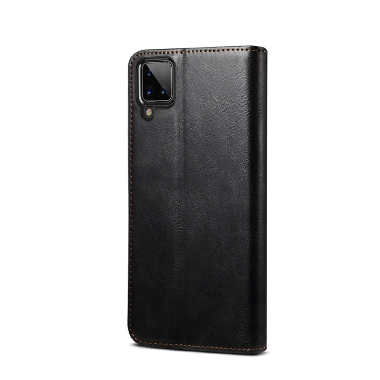 For Samsung Galaxy A12 5G Simple Wax Crazy Horse Texture Horizontal Flip Leather Case with Card Slots & Wallet