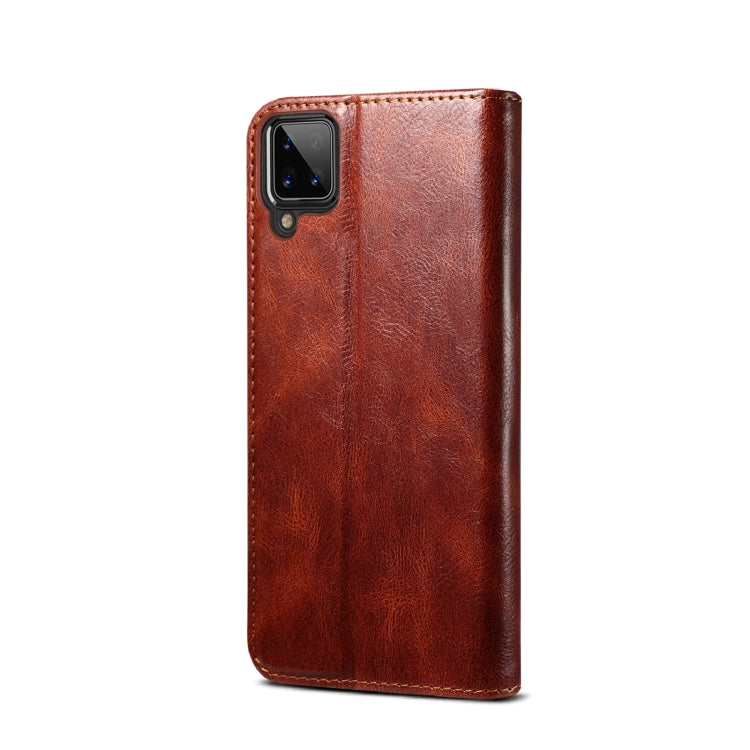 For Samsung Galaxy A12 5G Simple Wax Crazy Horse Texture Horizontal Flip Leather Case with Card Slots & Wallet