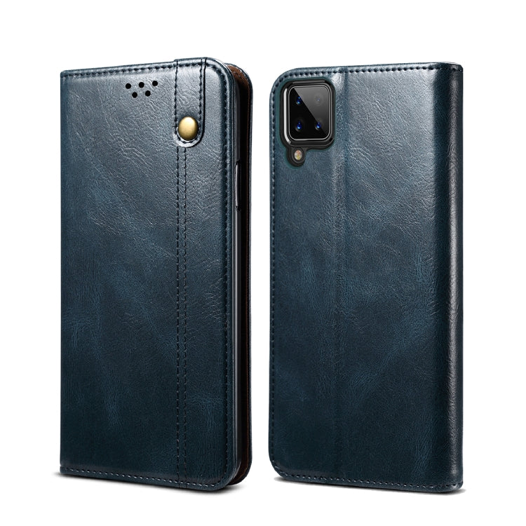 For Samsung Galaxy A12 5G Simple Wax Crazy Horse Texture Horizontal Flip Leather Case with Card Slots & Wallet
