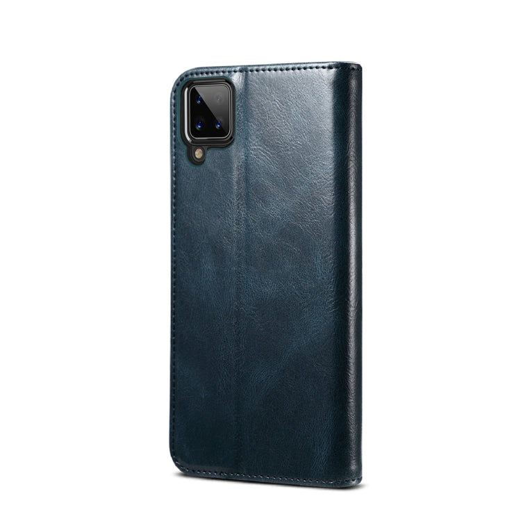 For Samsung Galaxy A12 5G Simple Wax Crazy Horse Texture Horizontal Flip Leather Case with Card Slots & Wallet