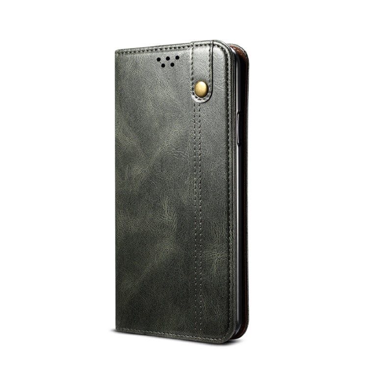 For Samsung Galaxy A12 5G Simple Wax Crazy Horse Texture Horizontal Flip Leather Case with Card Slots & Wallet