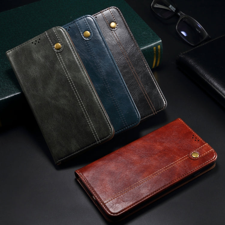 For Samsung Galaxy A12 5G Simple Wax Crazy Horse Texture Horizontal Flip Leather Case with Card Slots & Wallet