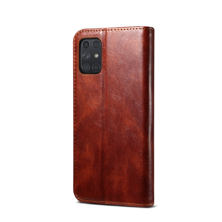 For Samsung Galaxy A72 5G / 4G Simple Wax Crazy Horse Texture Horizontal Flip Leather Case with Card Slots & Wallet