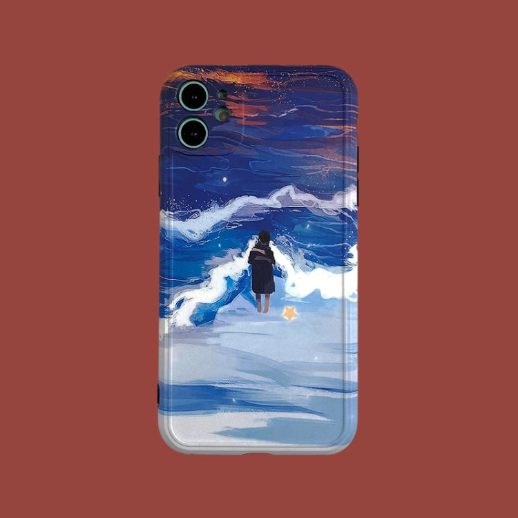 For iPhone 12 Ink Painting Full Coverage Shockproof TPU Protective Case